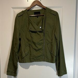 Anthropology ** Sanctuary brand olive green utility moto jacket.